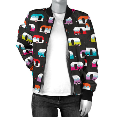 Camper Caravan Pattern Women Casual Bomber Jacket