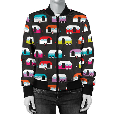 Camper Caravan Pattern Women Casual Bomber Jacket