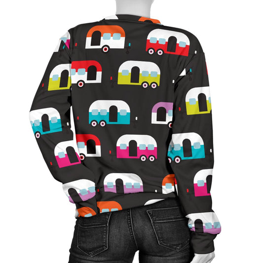 Camper Caravan Pattern Women Crewneck Sweatshirt