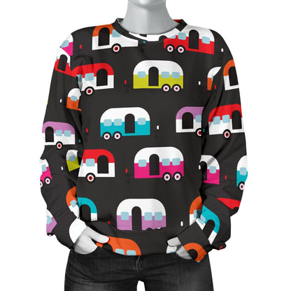 Camper Caravan Pattern Women Crewneck Sweatshirt