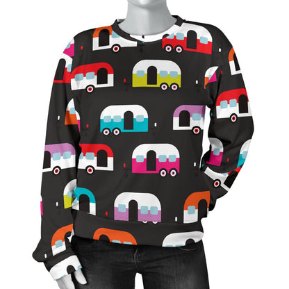 Camper Caravan Pattern Women Crewneck Sweatshirt