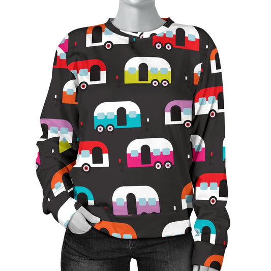 Camper Caravan Pattern Women Crewneck Sweatshirt