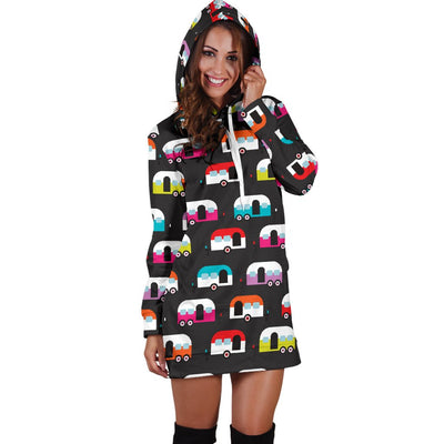 Camper Caravan Pattern Women Hoodie Dress