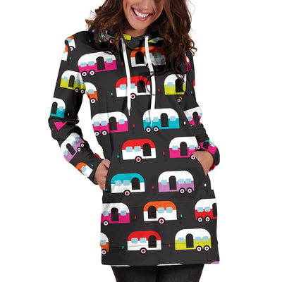 Camper Caravan Pattern Women Hoodie Dress