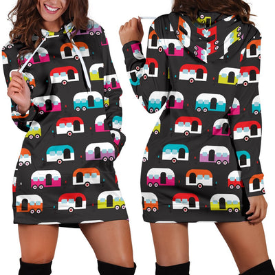 Camper Caravan Pattern Women Hoodie Dress