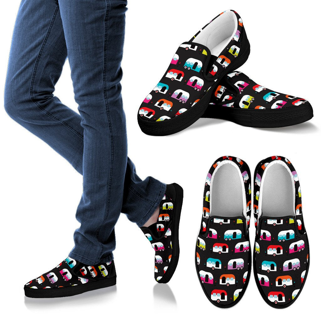 Camper Caravan Pattern Women Slip On Shoes