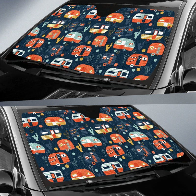 Camper Caravan Print Pattern Car Sun Shade-JorJune