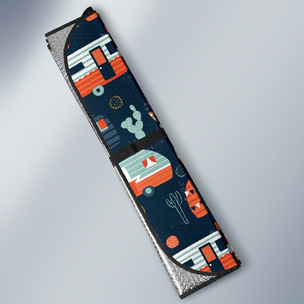 Camper Caravan Print Pattern Car Sun Shade-JorJune