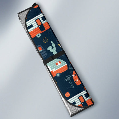 Camper Caravan Print Pattern Car Sun Shade-JorJune