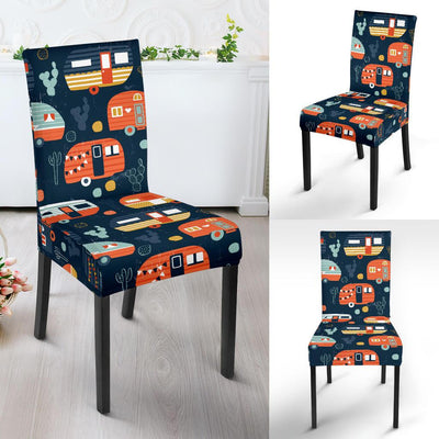 Camper Caravan Print Pattern Dining Chair Slipcover-JORJUNE.COM