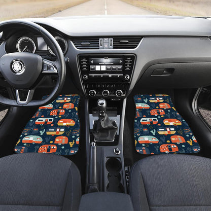 Camper Caravan Print Pattern Front and Back Car Floor Mats