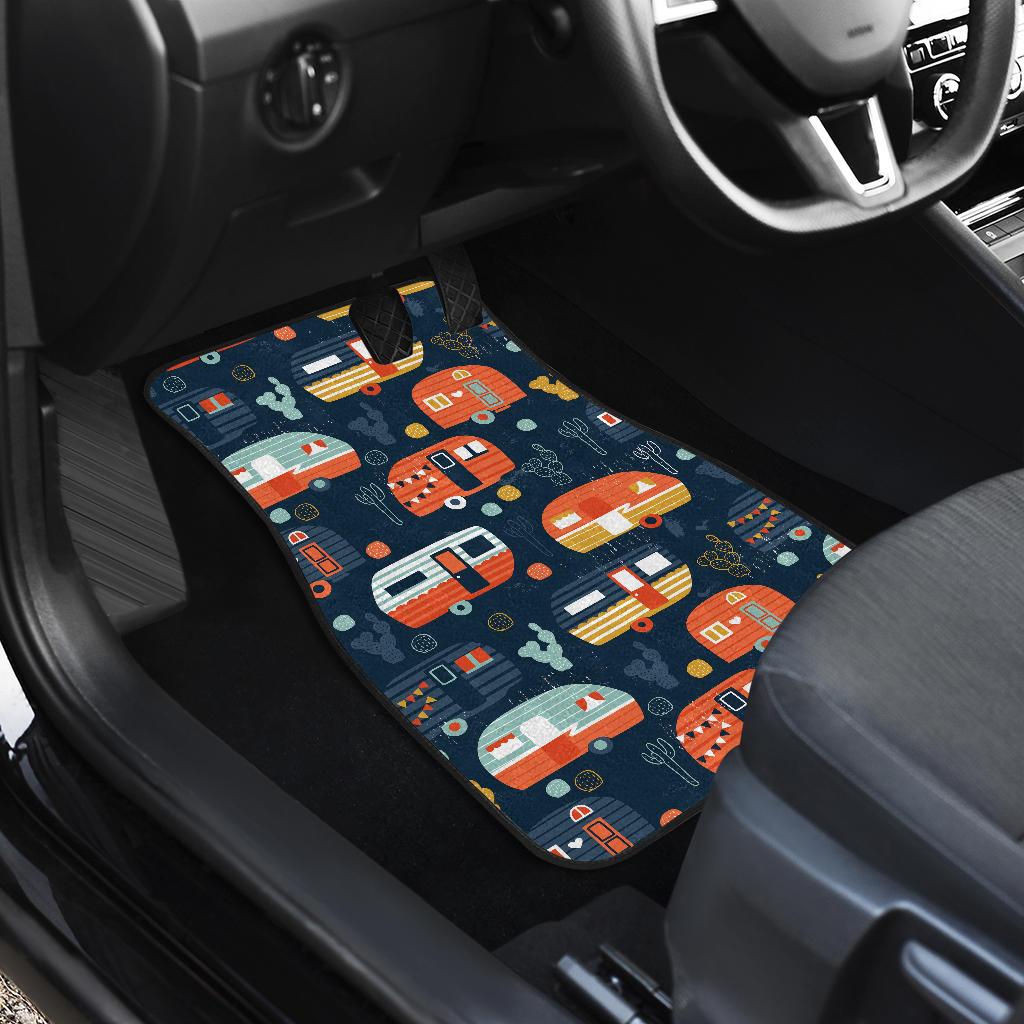 Camper Caravan Print Pattern Front and Back Car Floor Mats