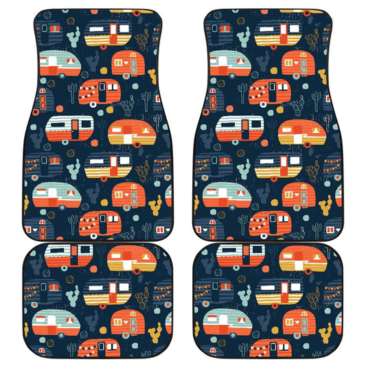 Camper Caravan Print Pattern Front and Back Car Floor Mats