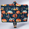 Camper Caravan Print Pattern Hooded Blanket-JORJUNE.COM