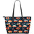 Camper Caravan Print Pattern Large Leather Tote Bag