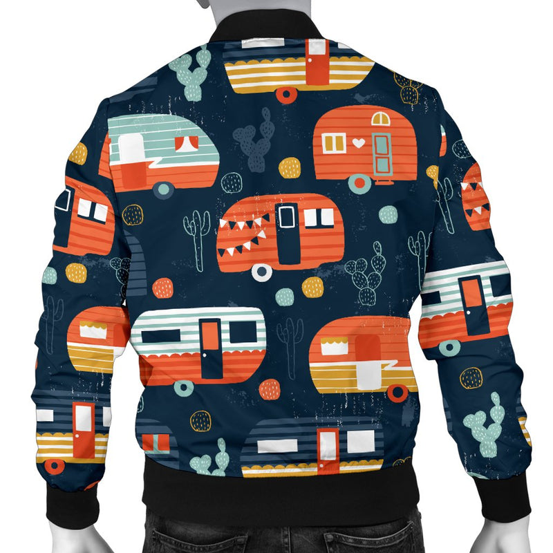 Camper Caravan Print Pattern Men Casual Bomber Jacket