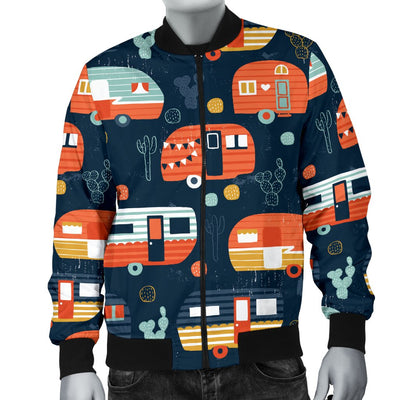 Camper Caravan Print Pattern Men Casual Bomber Jacket