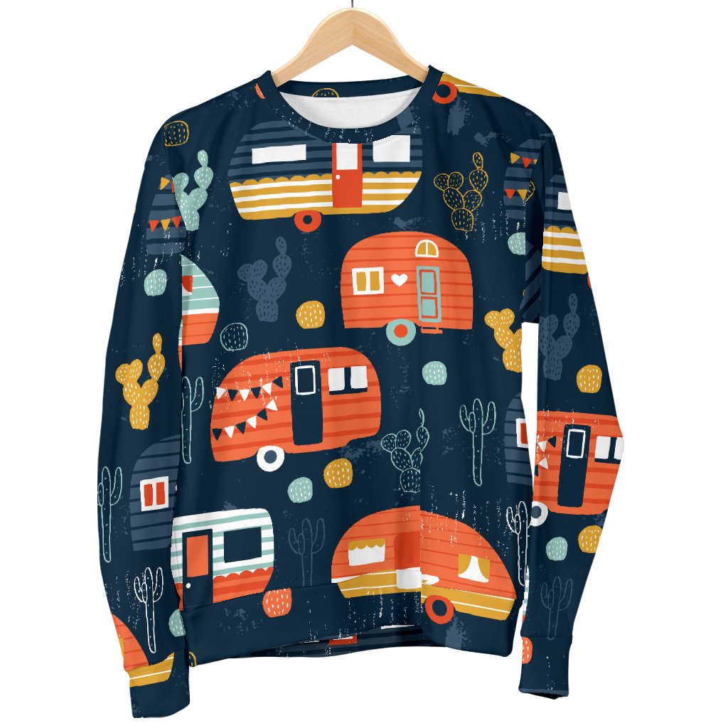 Camper Caravan Print Pattern Men Crewneck Sweatshirt