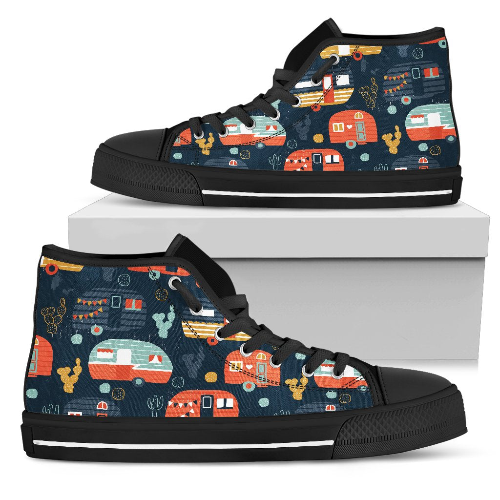 Camper Caravan Print Pattern Men High Top Shoes