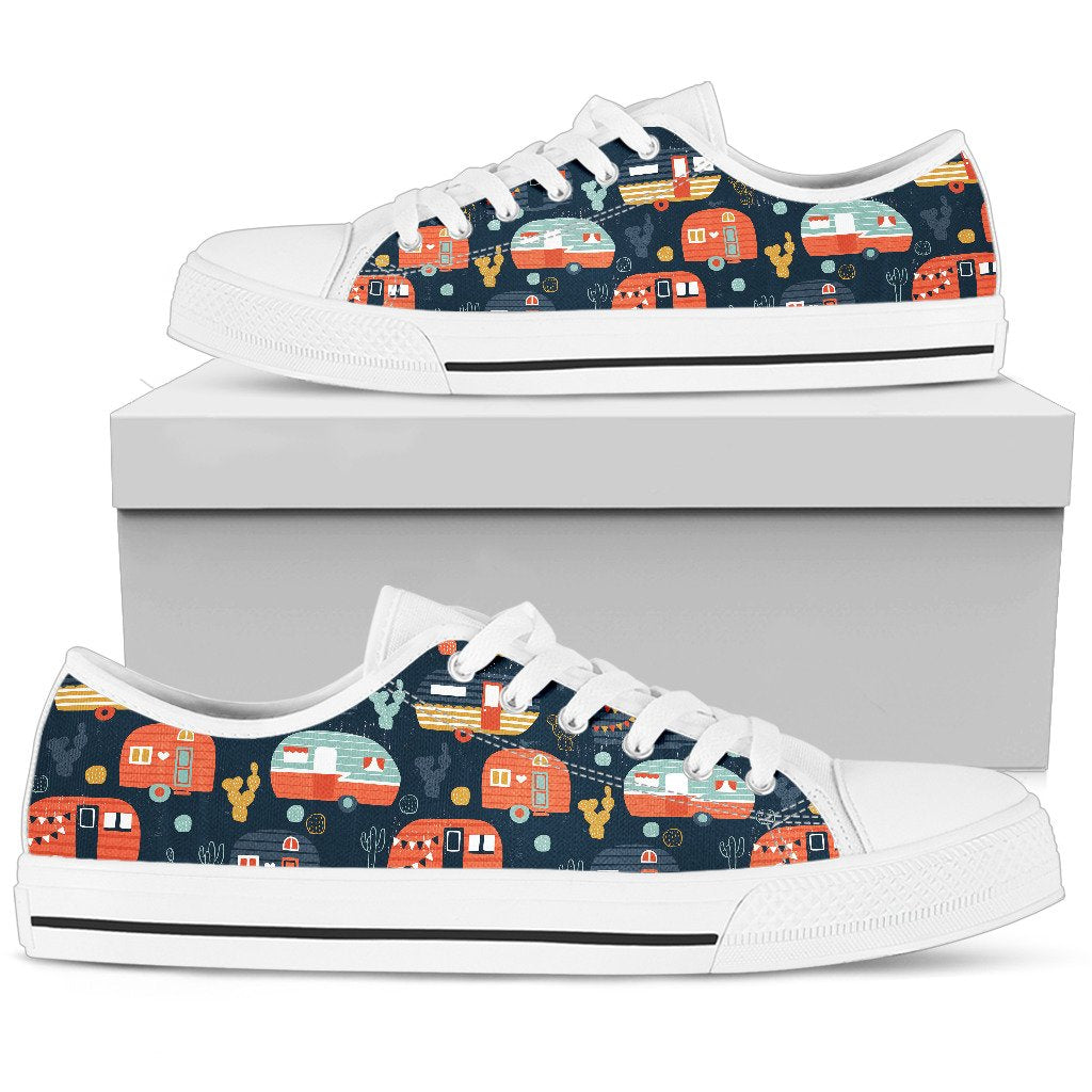 Camper Caravan Print Pattern Men Low Top Shoes