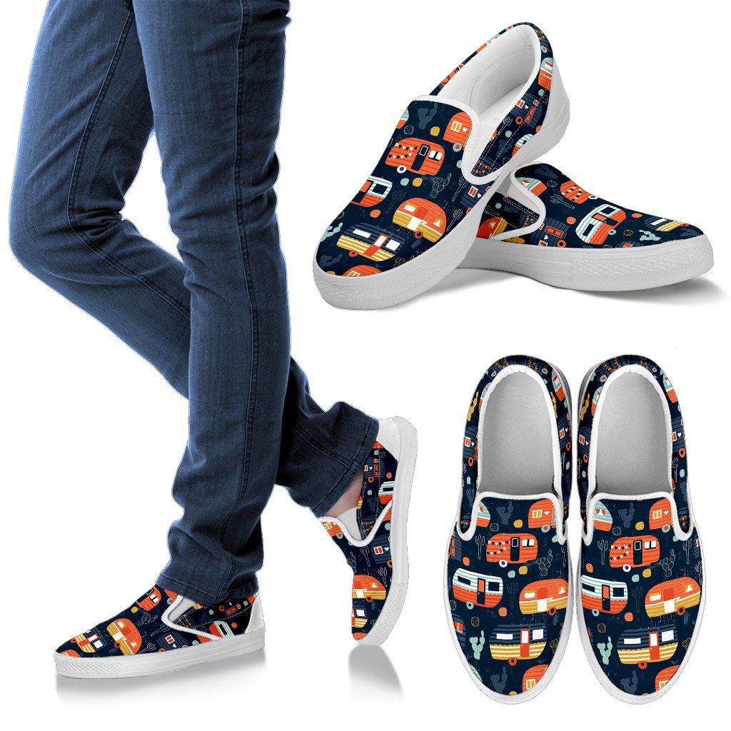 Camper Caravan Print Pattern Men Slip On Shoes