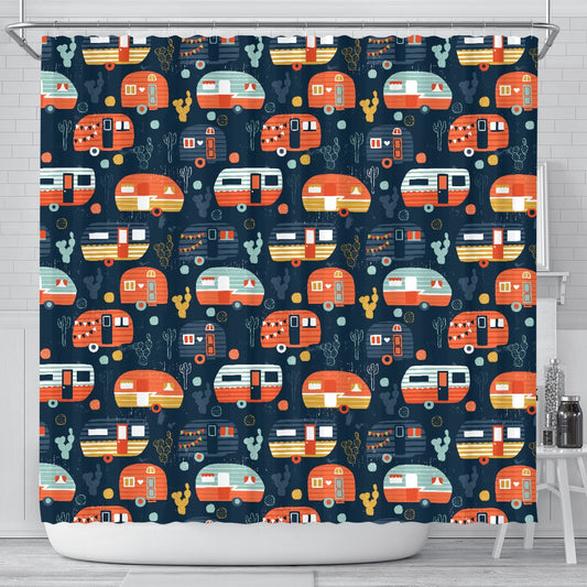 Camper Caravan Print Pattern Shower Curtain