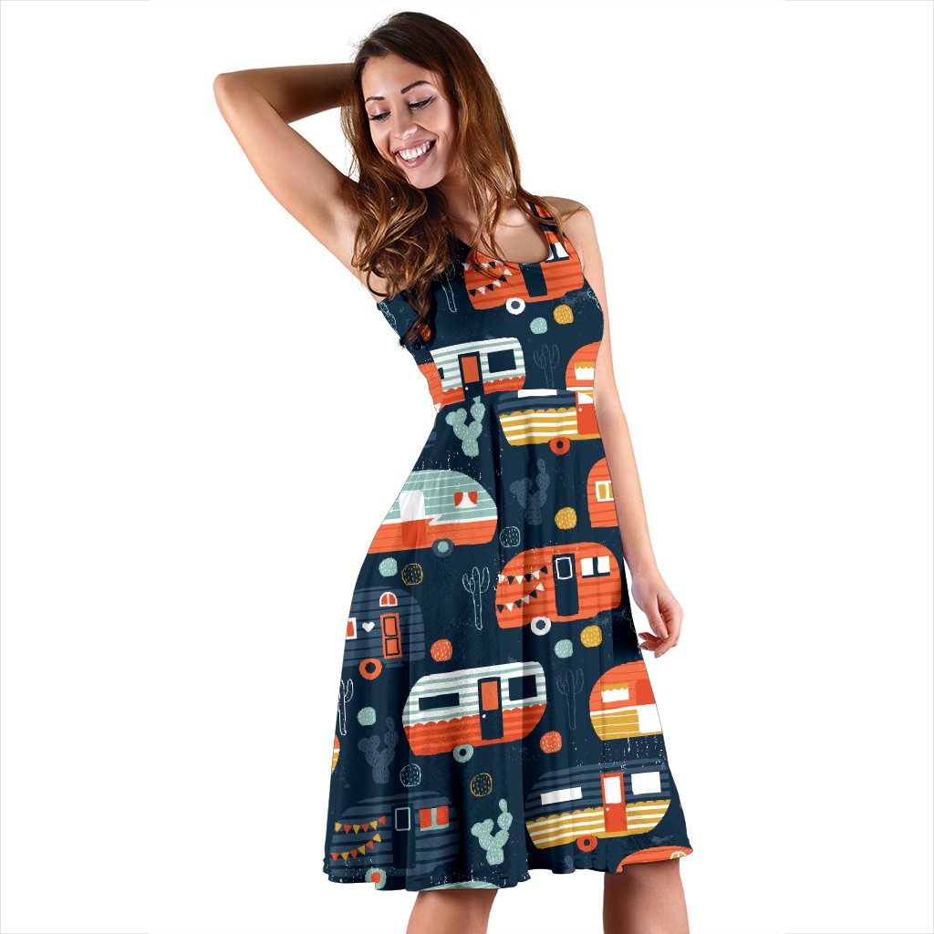 Camper Caravan Print Pattern Sleeveless Mini Dress