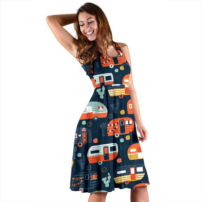 Camper Caravan Print Pattern Sleeveless Mini Dress