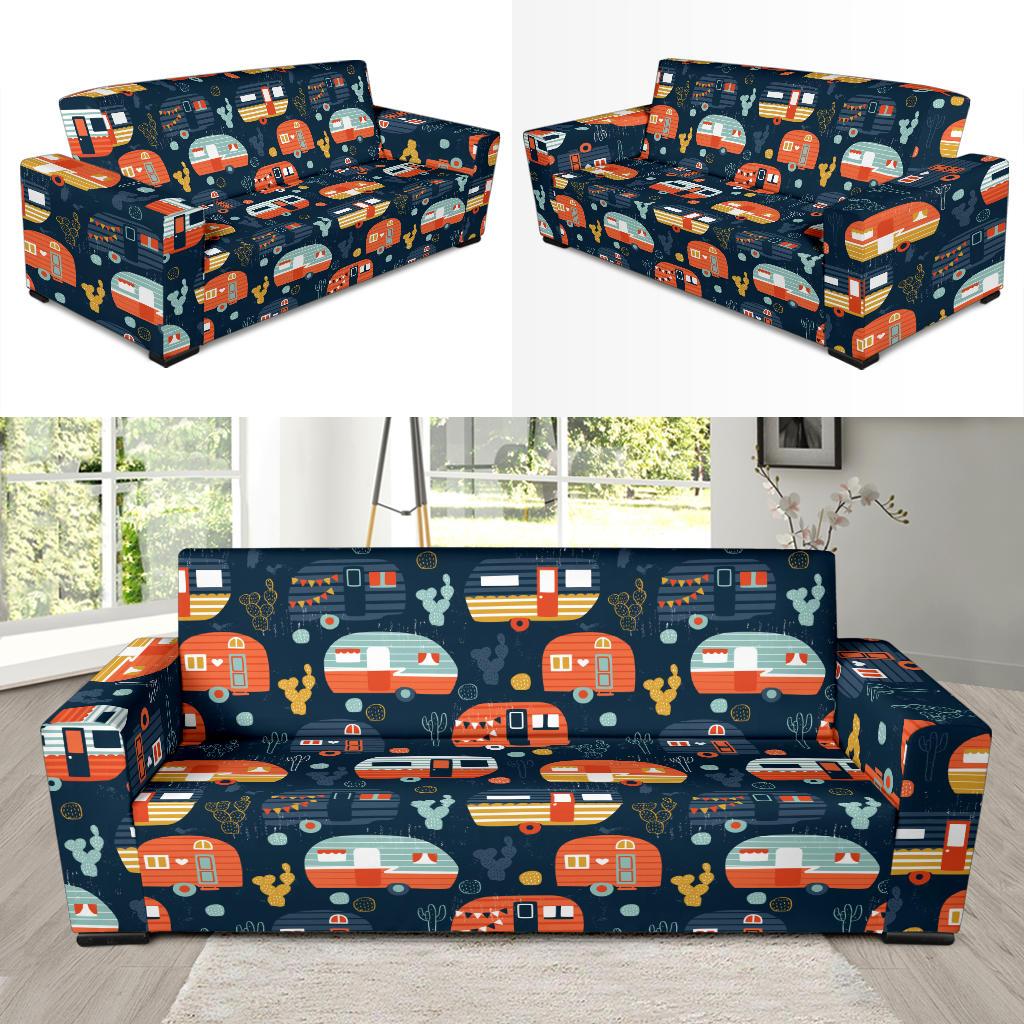 Camper Caravan Print Pattern Sofa Slipcover-JORJUNE.COM