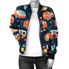 Camper Caravan Print Pattern Women Casual Bomber Jacket