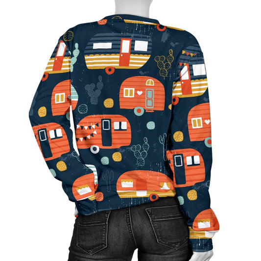 Camper Caravan Print Pattern Women Crewneck Sweatshirt