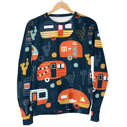 Camper Caravan Print Pattern Women Crewneck Sweatshirt