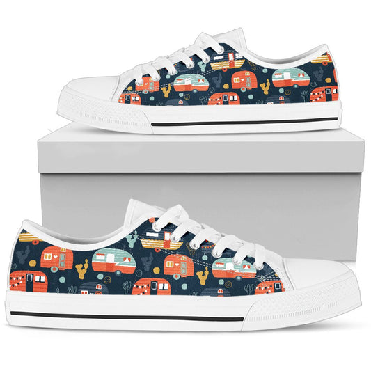 Camper Caravan Print Pattern Women Low Top Shoes