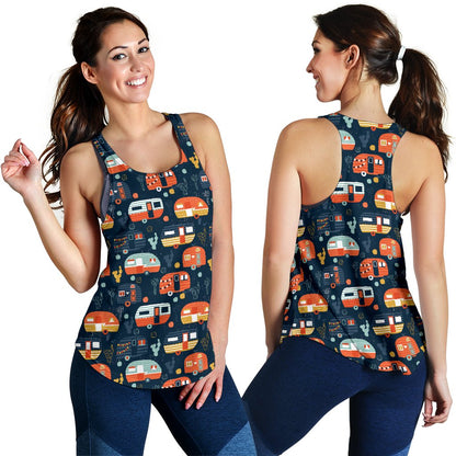 Camper Caravan Print Pattern Women Racerback Tank Top