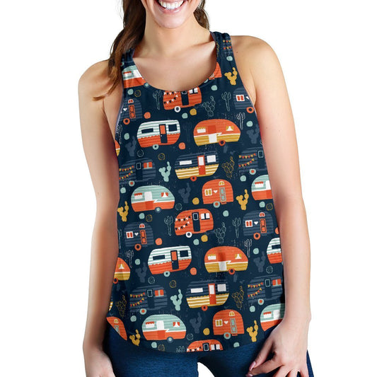 Camper Caravan Print Pattern Women Racerback Tank Top