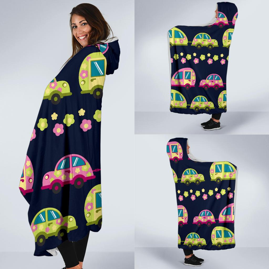 Camper Cute Camping Design No 3 Print Hooded Blanket-JORJUNE.COM