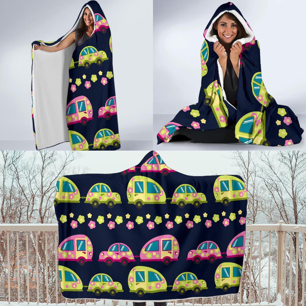 Camper Cute Camping Design No 3 Print Hooded Blanket-JORJUNE.COM