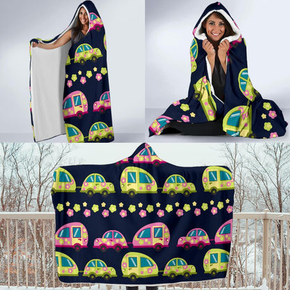 Camper Cute Camping Design No 3 Print Hooded Blanket-JORJUNE.COM