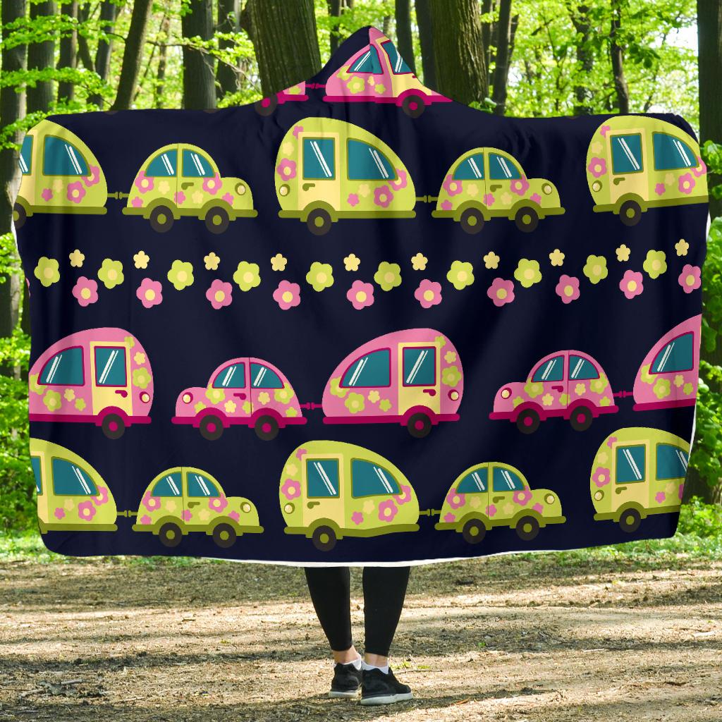 Camper Cute Camping Design No 3 Print Hooded Blanket-JORJUNE.COM