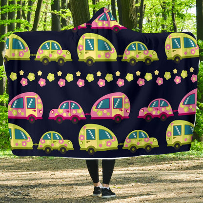 Camper Cute Camping Design No 3 Print Hooded Blanket-JORJUNE.COM