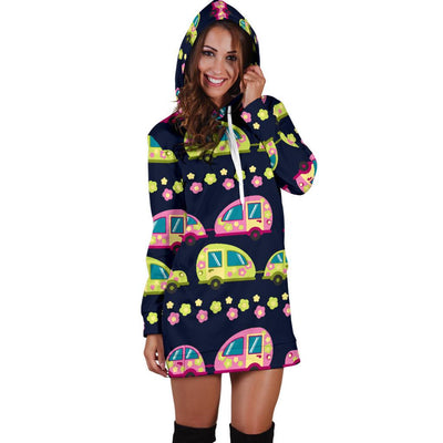 Camper Cute Camping Design No 3 Print Women Hoodie Dress