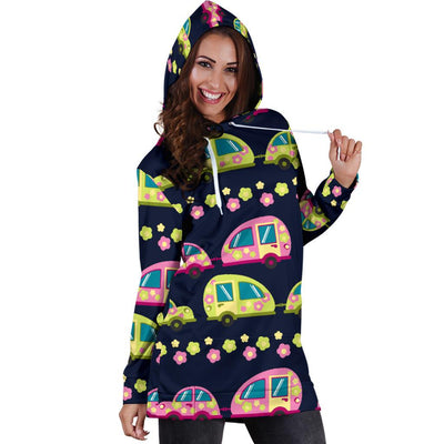 Camper Cute Camping Design No 3 Print Women Hoodie Dress