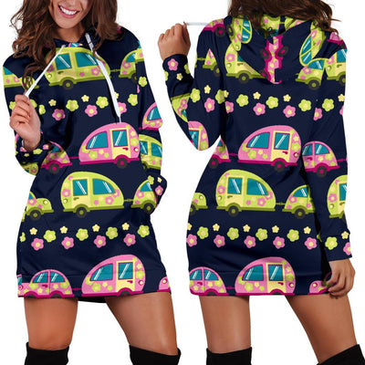 Camper Cute Camping Design No 3 Print Women Hoodie Dress