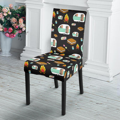 Camper marshmallow Camping Design Print Dining Chair Slipcover-JORJUNE.COM