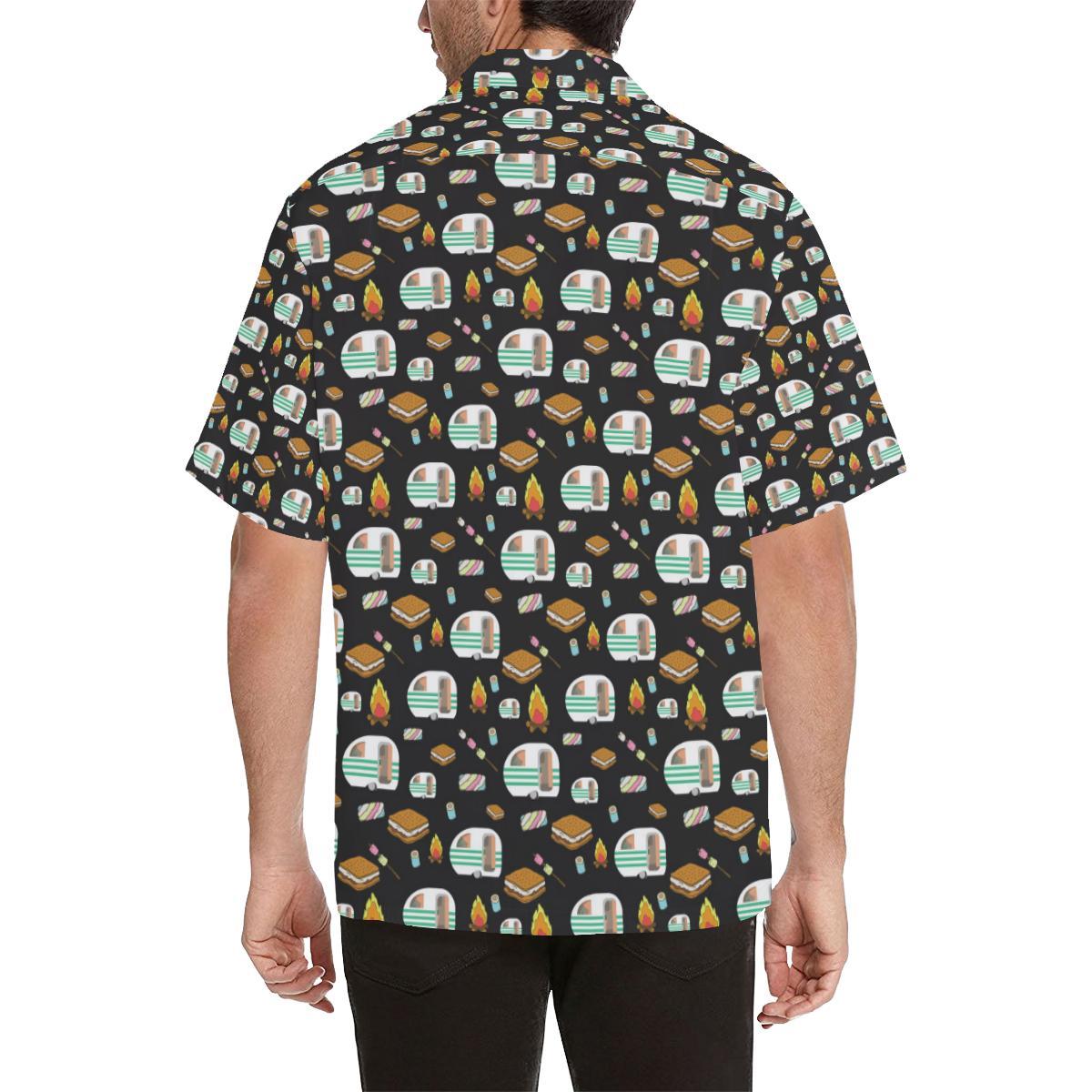 Camper marshmallow Camping Design Print Men Hawaiian Shirt-JorJune