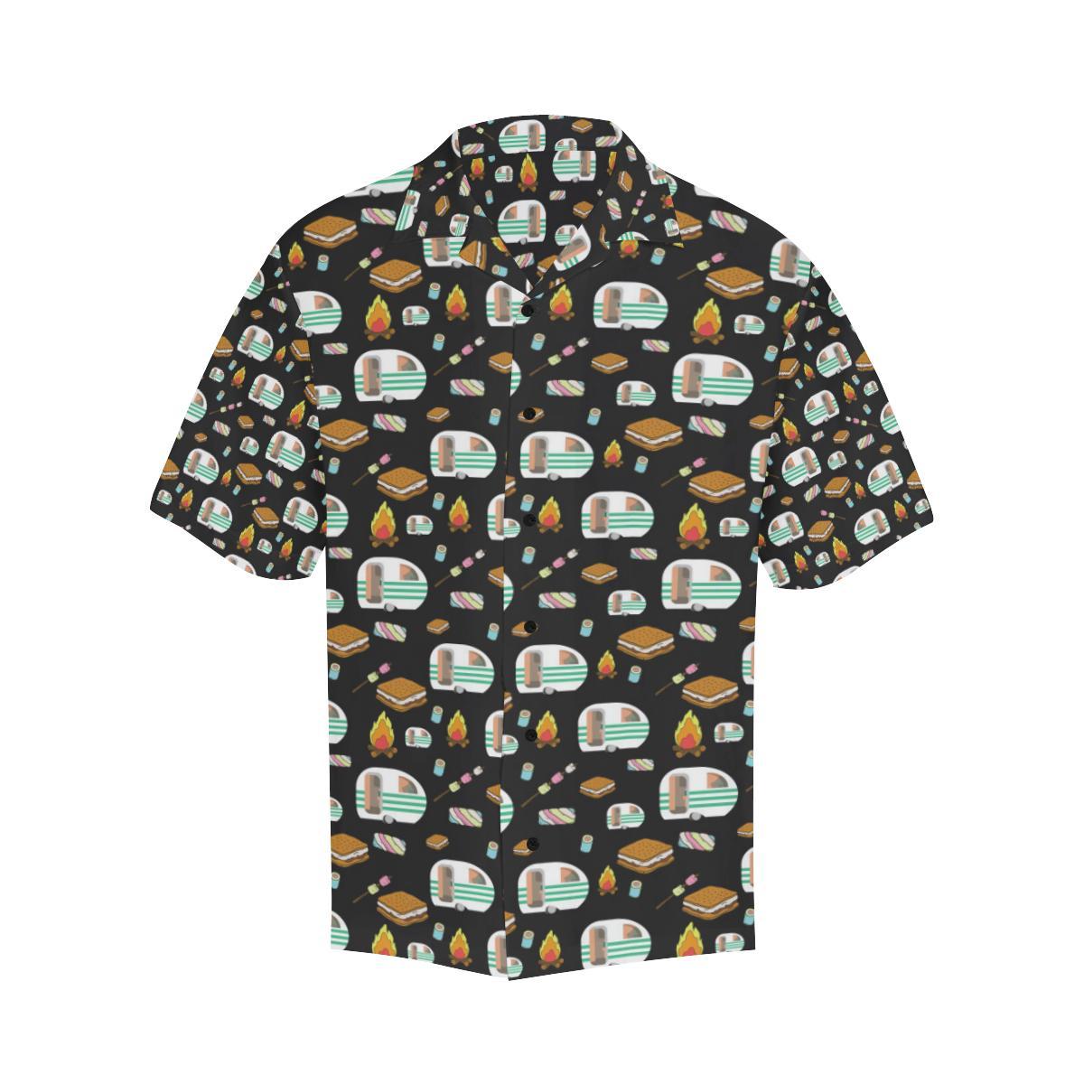 Camper marshmallow Camping Design Print Men Hawaiian Shirt-JorJune