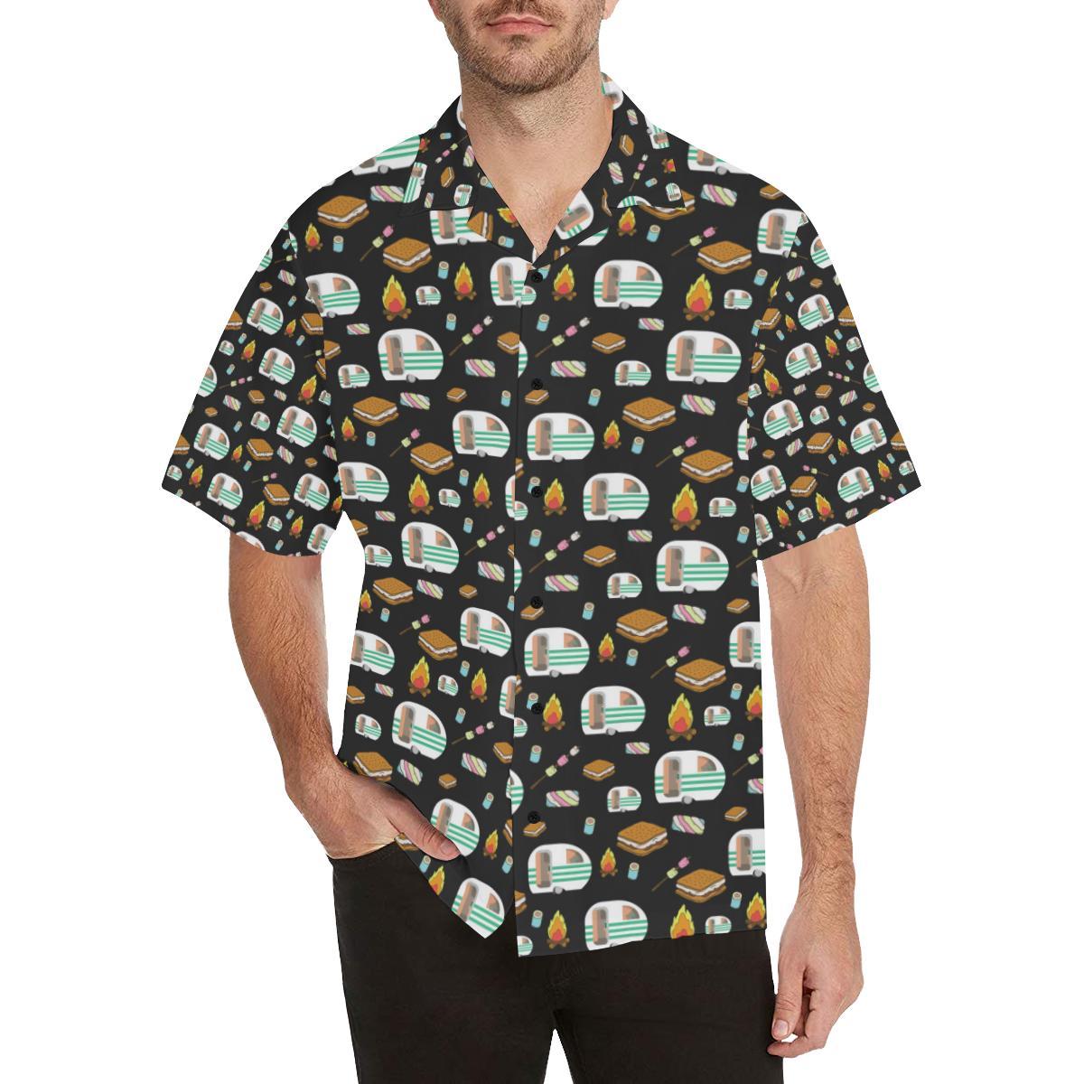 Camper marshmallow Camping Design Print Men Hawaiian Shirt-JorJune