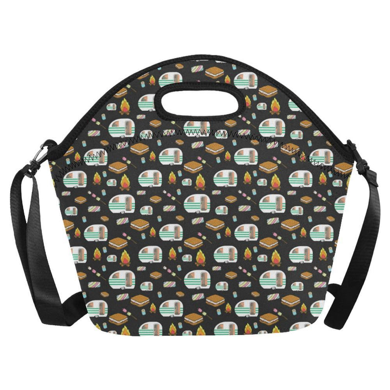 Camper marshmallow Camping Design Print Neoprene Lunch Bag-JorJune