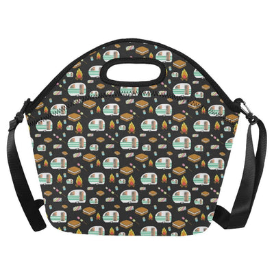 Camper marshmallow Camping Design Print Neoprene Lunch Bag-JorJune