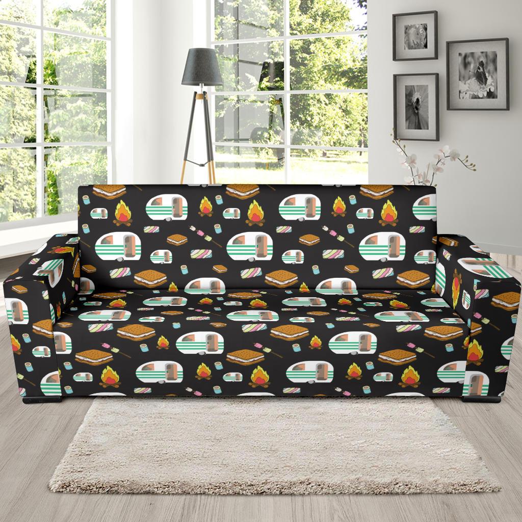 Camper marshmallow Camping Design Print Sofa Slipcover-JORJUNE.COM